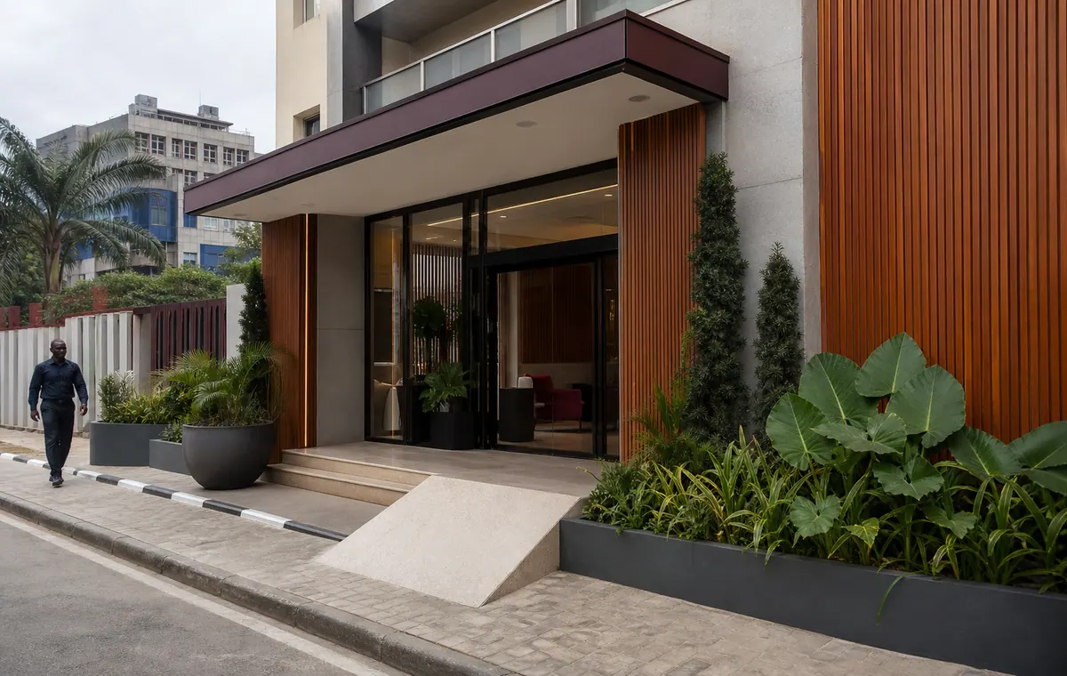 L’entrée du bureau à Douala