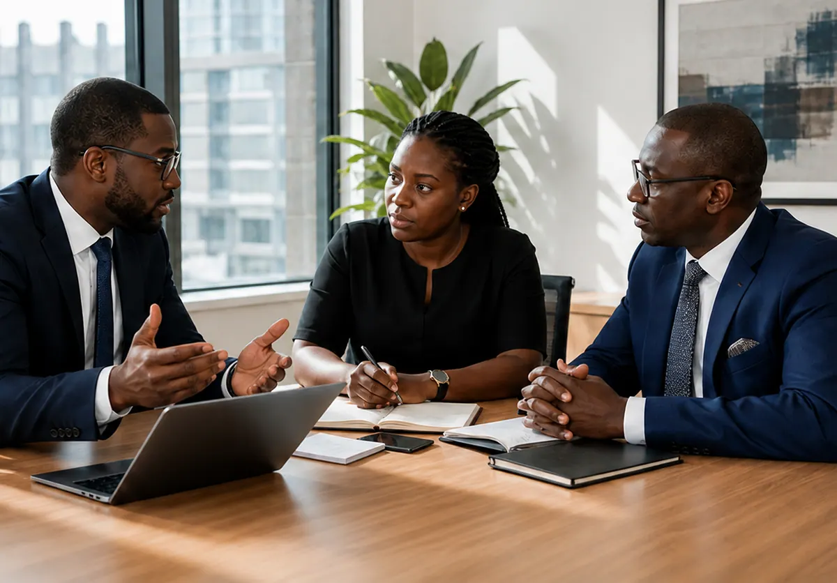 Les conseillers de Church avec un client