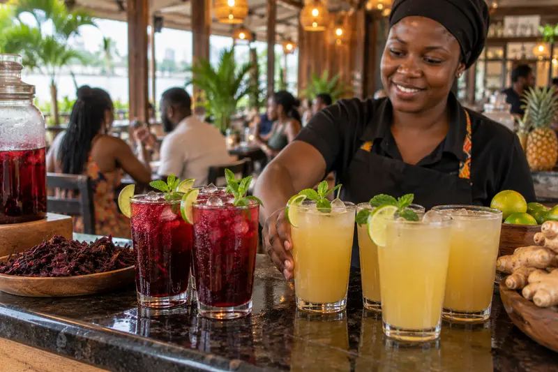 Des jus frais préparés au comptoir