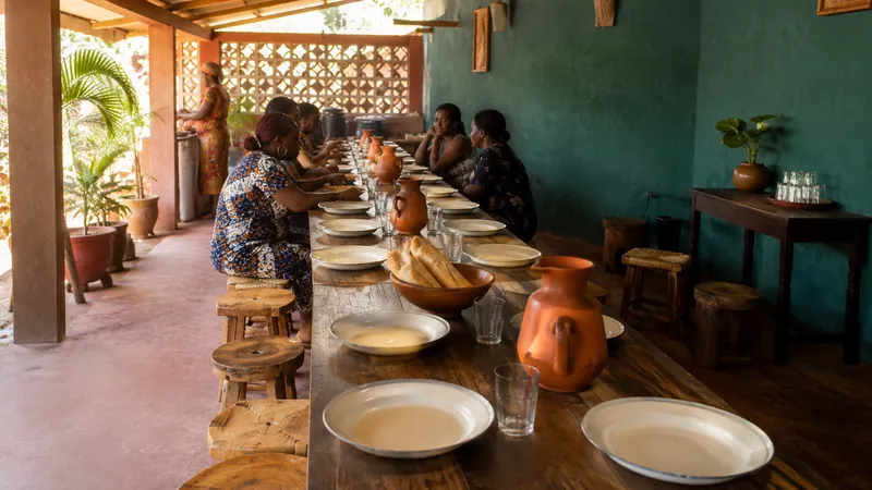 A table laid for a meal