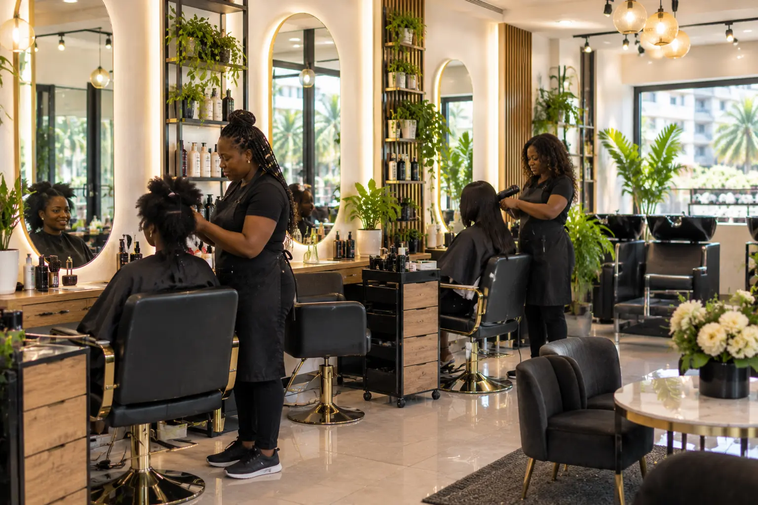 The salon interior