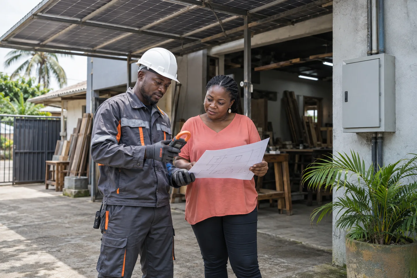 Technician and client conducting a site survey