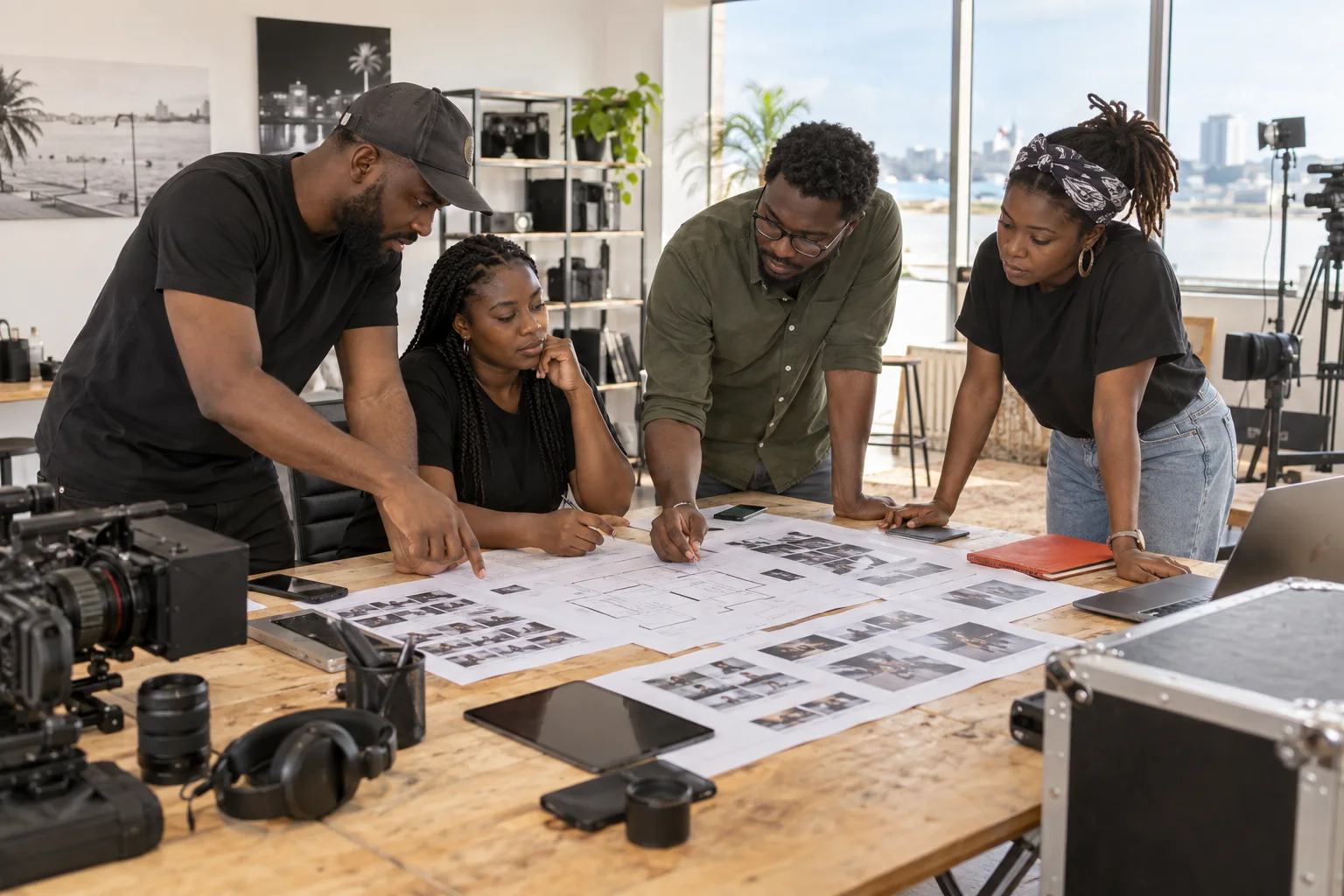 Producer and client reviewing a shot plan