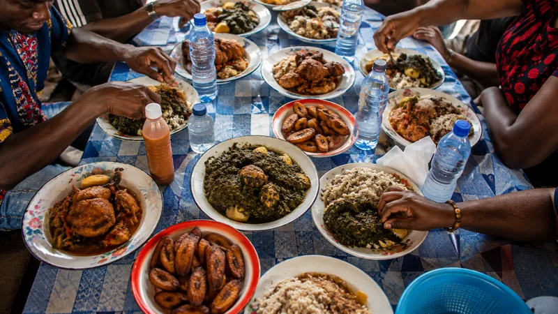 A table laid for a meal