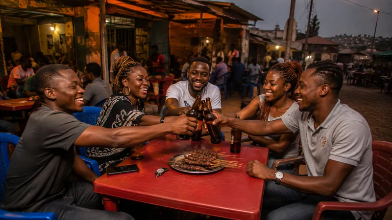 Friends at the table, glasses raised