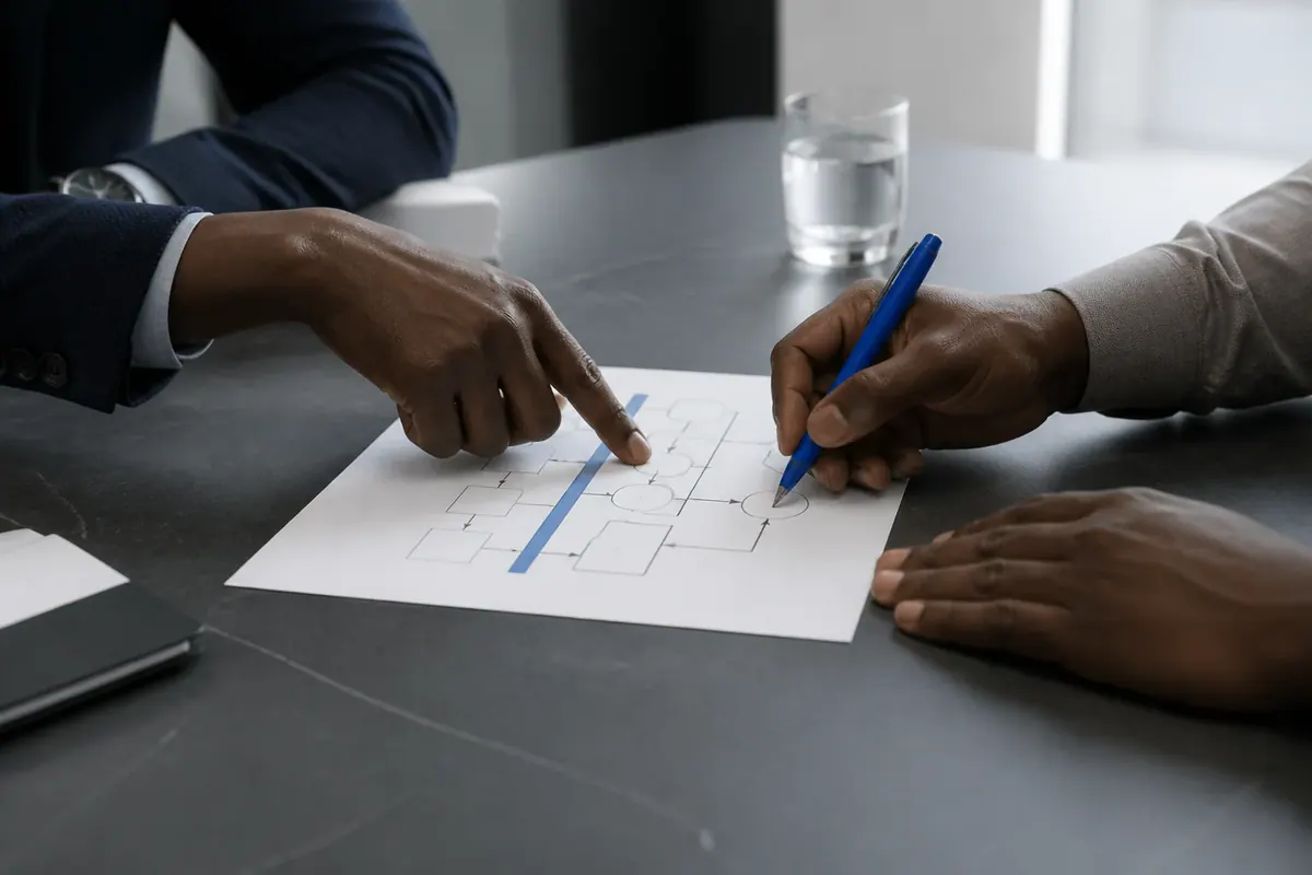 Un conseiller et un client examinent un plan d’action