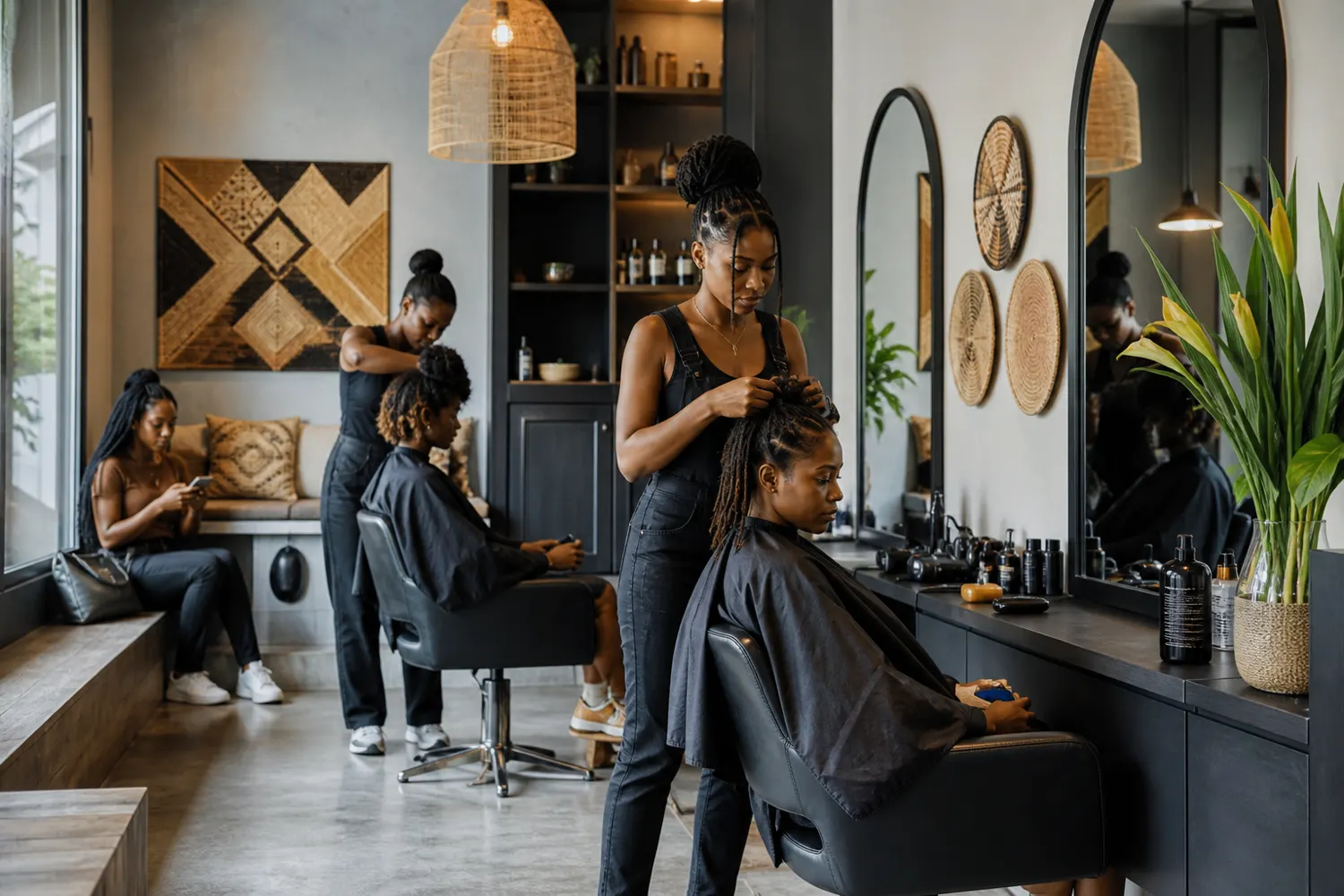 Une coiffure naturelle terminée au salon