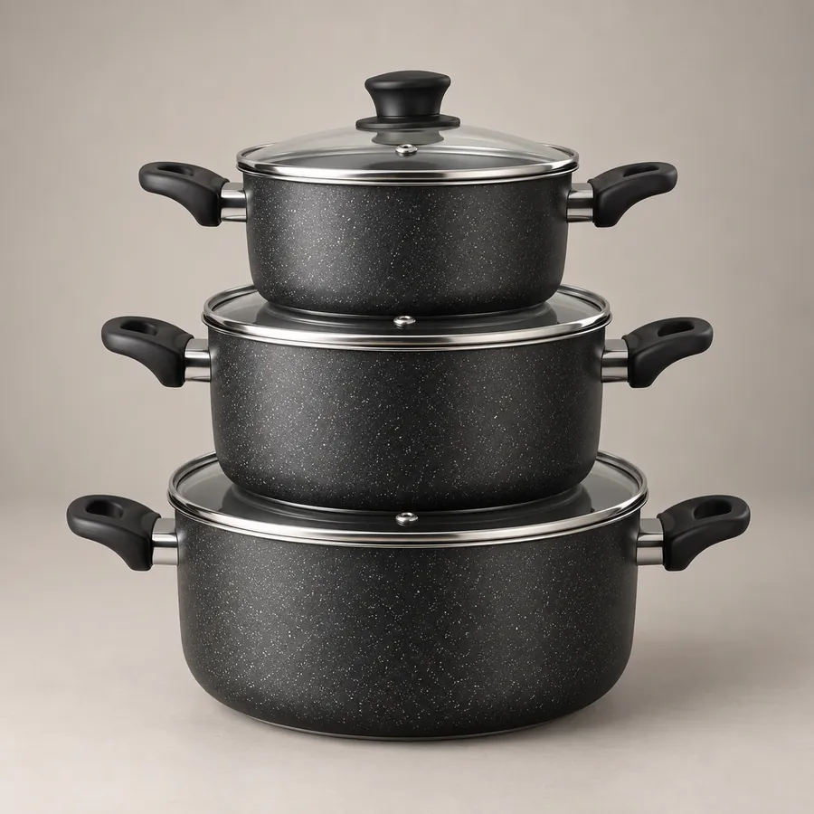 Batterie de cuisine antiadhésive (3 marmites)