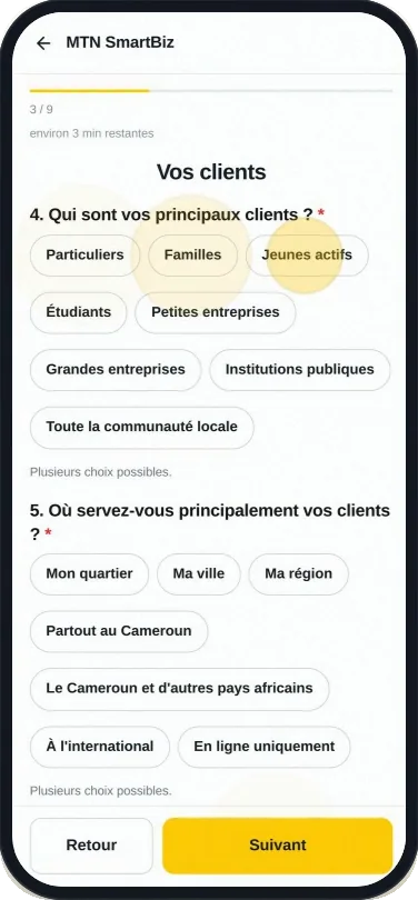 Le court formulaire sur vos clients