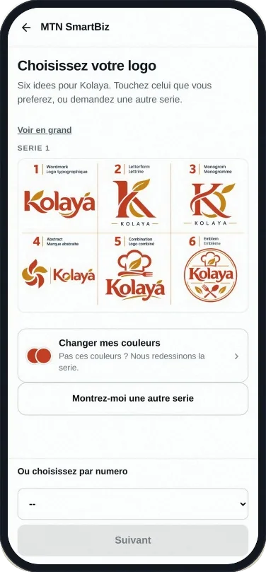 Des propositions de logo pour un client MTN SmartBiz