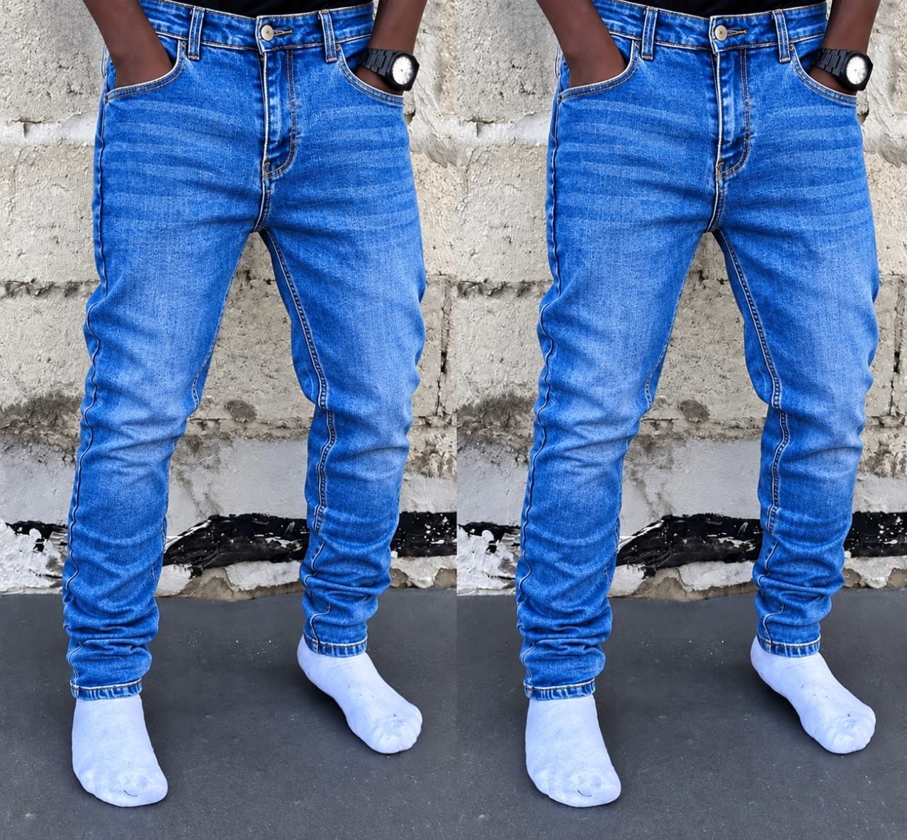 Jean trousers and shorts